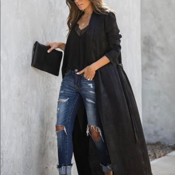 NWT Long black satin duster - Picture 2 of 9